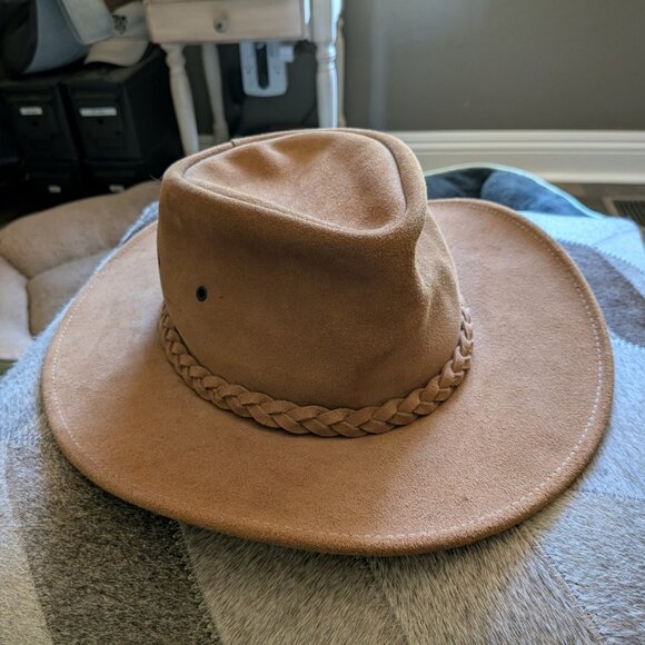 Henschel Hat Co. Brown Tan  leather/suede western cowboy hat UNISEX size LARGE - Picture 2 of 4